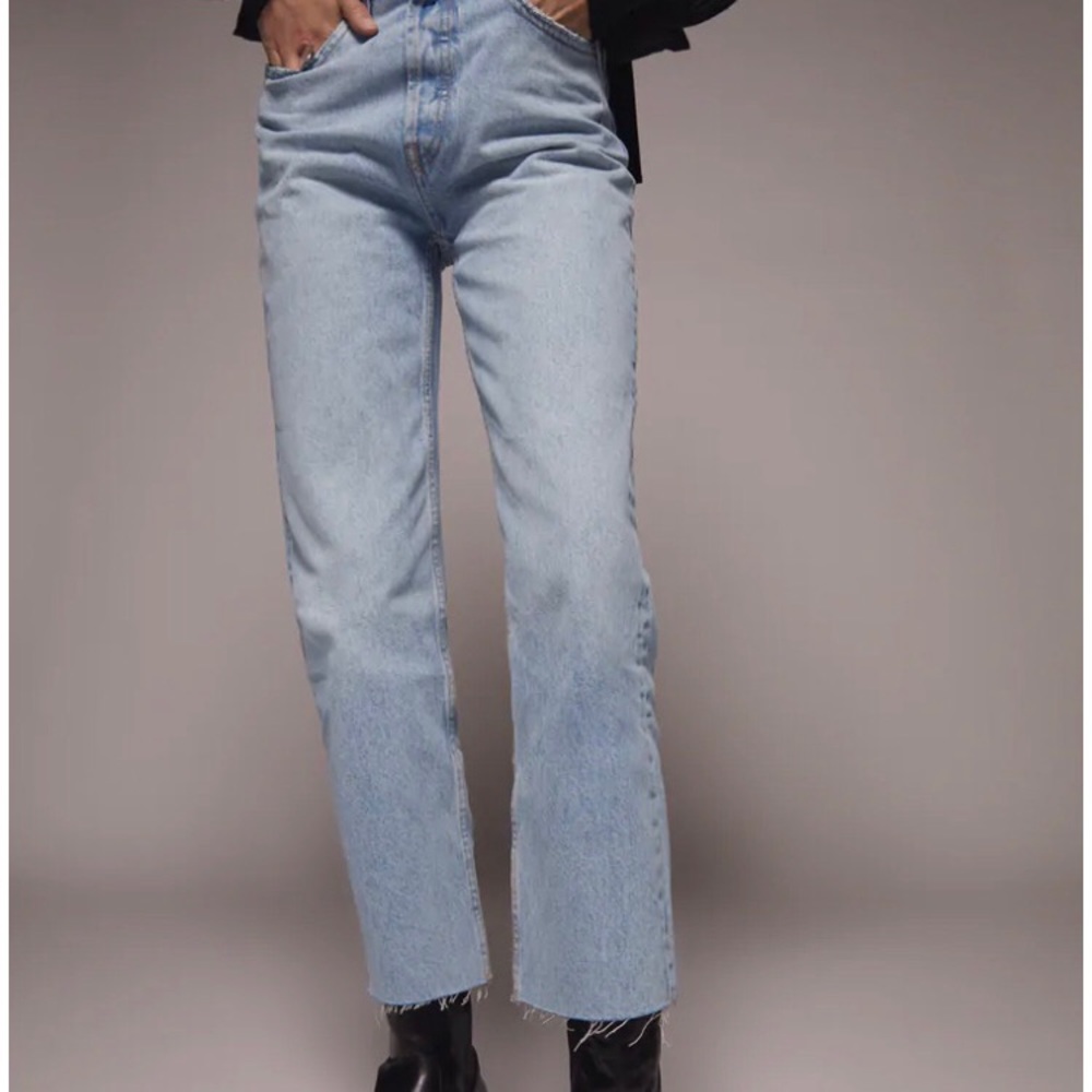 Zara Straight Leg High Rise Jeans